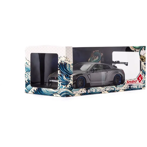 1/18 VOITURE NISSAN GT-R R35 LIBERTY WALK BODY KIT 2.0 ARGENT 2023