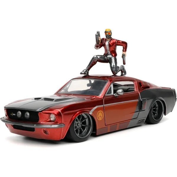 1/24 MARVEL - VOITURE FORD MUSTANG SHELBY GT500 W - STAR LORD FIGURE RED 1967