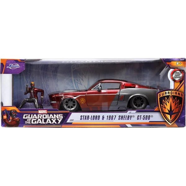1/24 MARVEL - VOITURE FORD MUSTANG SHELBY GT500 W - STAR LORD FIGURE RED 1967