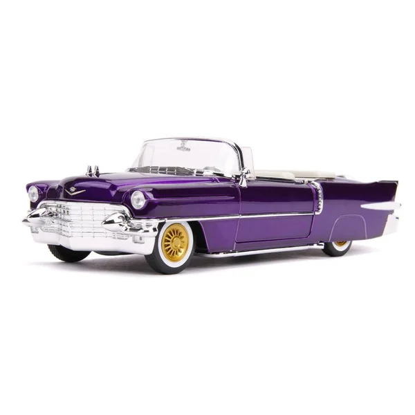 1/24 VOITURE - CADILLAC ELDORADO W -DANCING ELVIS FIGURE PURPLE HOLLYWOOD RIDES 1956