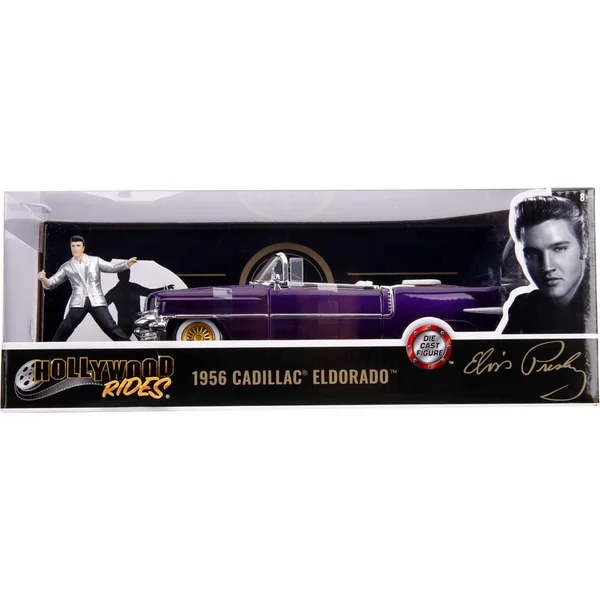 1/24 VOITURE - CADILLAC ELDORADO W -DANCING ELVIS FIGURE PURPLE HOLLYWOOD RIDES 1956