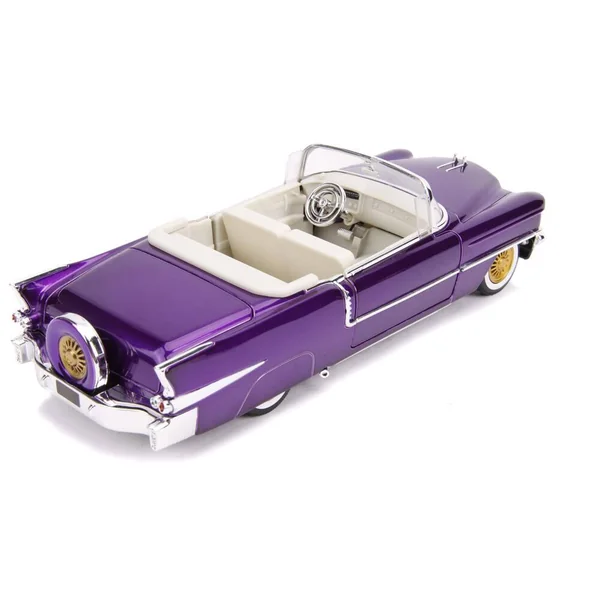 1/24 VOITURE - CADILLAC ELDORADO W -DANCING ELVIS FIGURE PURPLE HOLLYWOOD RIDES 1956