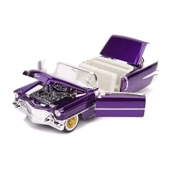 1/24 VOITURE - CADILLAC ELDORADO W -DANCING ELVIS FIGURE PURPLE HOLLYWOOD RIDES 1956