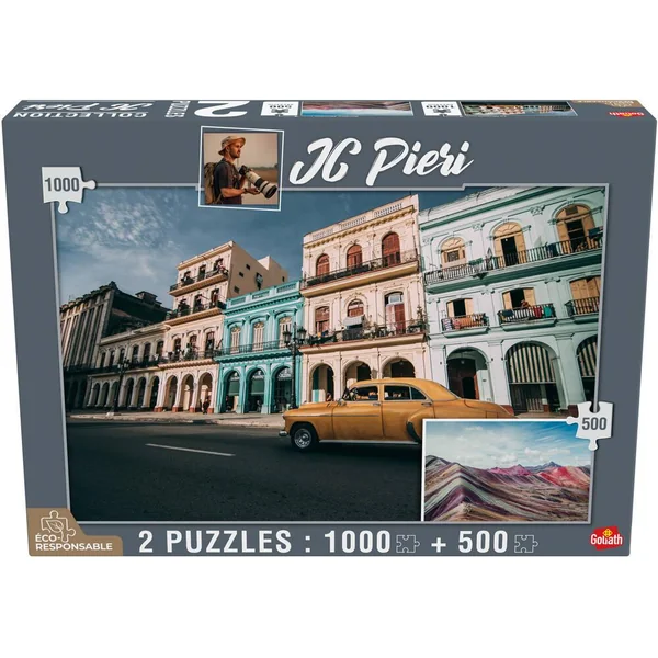 2 PUZZLES 1000 PIECES ET 500 PIECES - LA HAVANE CUBA ET RAINBOW MOUNTAIN- COLLECTION JC PIERI