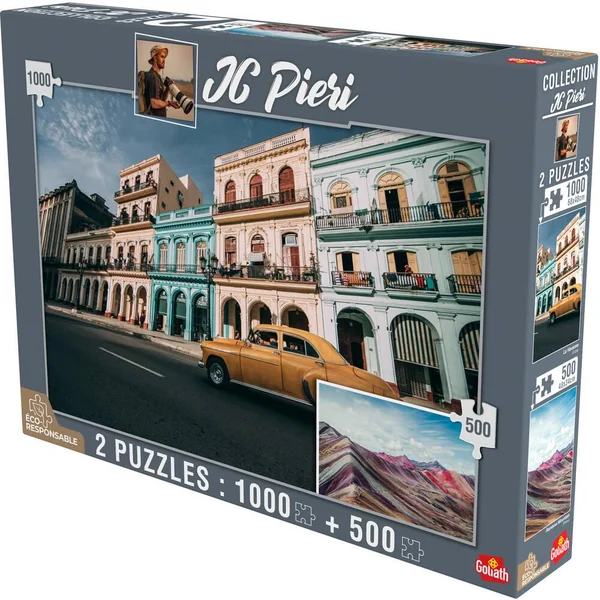 2 PUZZLES 1000 PIECES ET 500 PIECES - LA HAVANE CUBA ET RAINBOW MOUNTAIN- COLLECTION JC PIERI