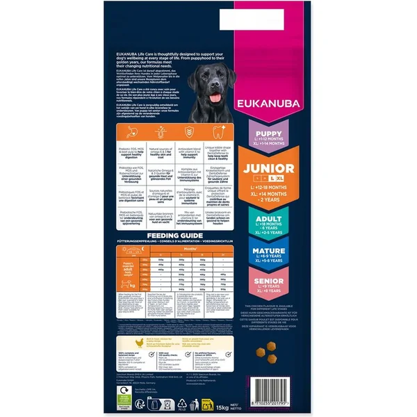 Aliment EUKANUBA Junior Large riche en poulet frais 15 kg