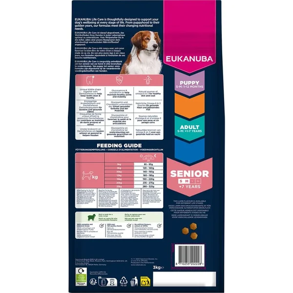 Aliment EUKANUBA Senior Small and Medium riche en agneau 3 kg