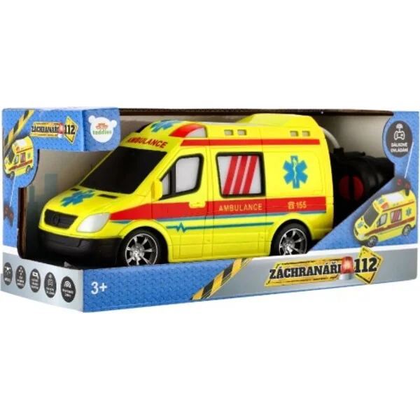 Ambulance RC en plastique 20 cm à télécommande à piles avec lumière
