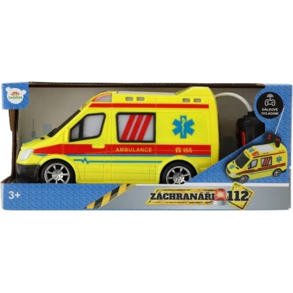 Ambulance RC en plastique 20 cm à télécommande à piles avec lumière