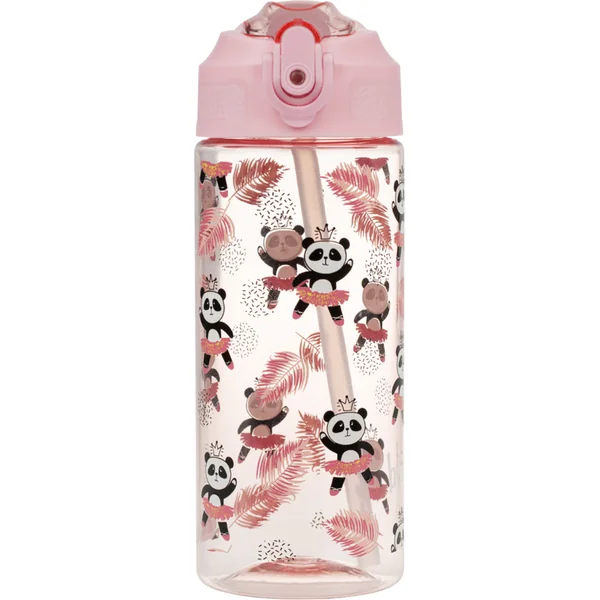 BAAGL Bouteille en tritan pour boissons avec paille Panda, 500 ml