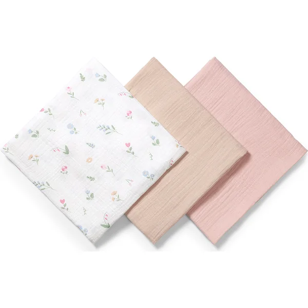 BABYONO Couches en mousseline Super Soft 3 pcs, Rose 70 x 70 cm