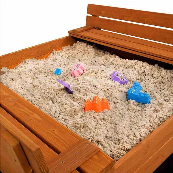 Bac à sable en bois pour enfants avec couvercle et bancs Baby Mix 120x120 cm