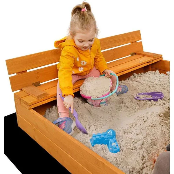 Bac à sable en bois pour enfants avec couvercle et bancs Baby Mix 120x120 cm