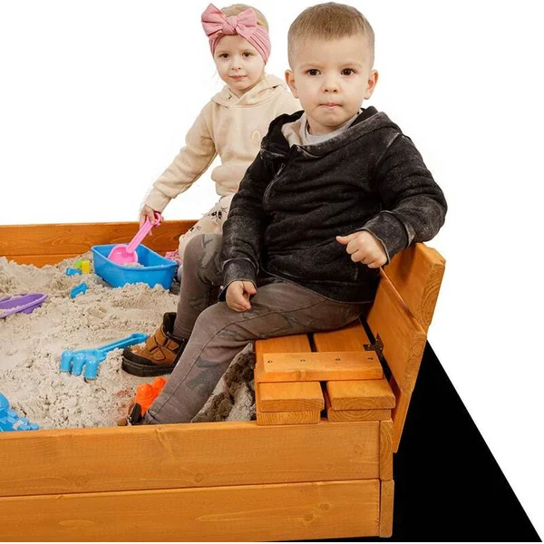 Bac à sable en bois pour enfants avec couvercle et bancs Baby Mix 120x120 cm