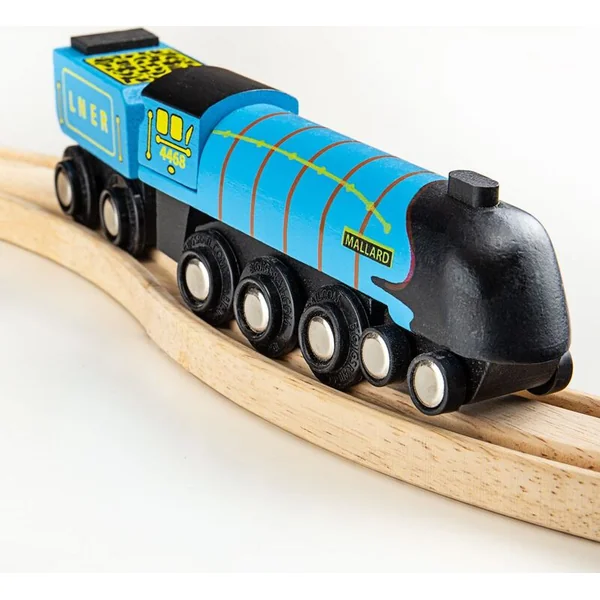 Bigjigs Rail Réplique en bois de la locomotive Mallard + 3 rails