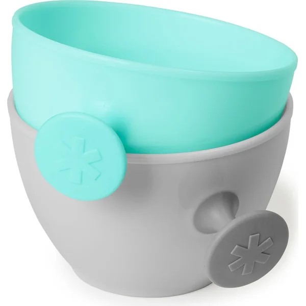 Bols avec couvercle et poignée Easy Grab Grey, Teal 2 x 240ml, 3m+