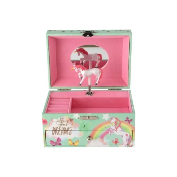 Boîte à musique boîte à bijoux Licorne à remontoir