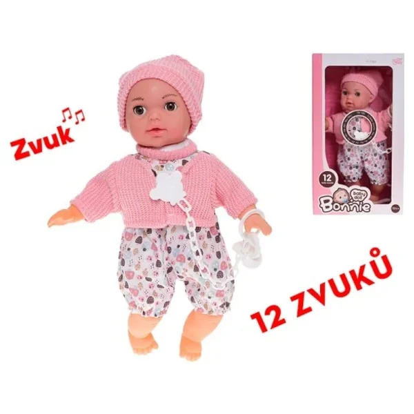 Bébé 30cm clignotant corps mou à piles 12sons avec tétine