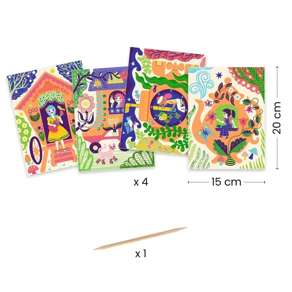 Cartes à gratter duo color : Drôles de maisons - Djeco