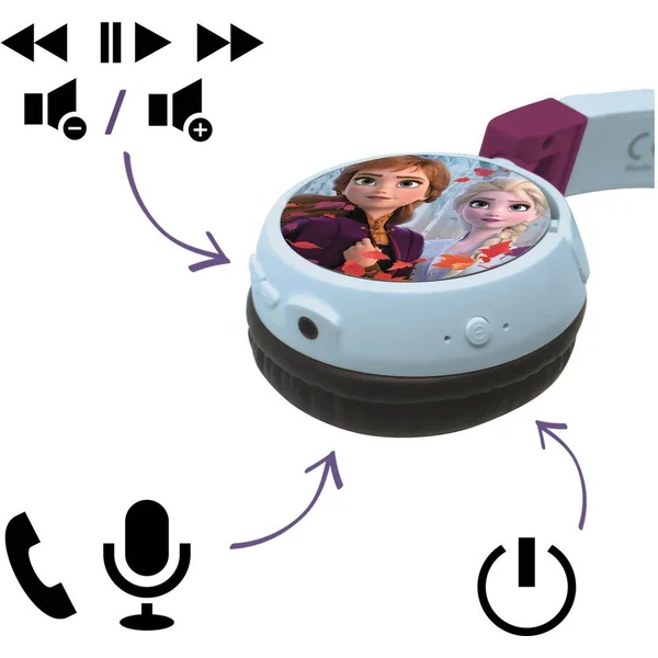 CASQUE 2 EN 1 BLUETOOTH® ET FILAIRE CONFORTABLE ET PLIABLE AVEC LIMITATION DE SON DESIGN LA REINE DES NEIGES