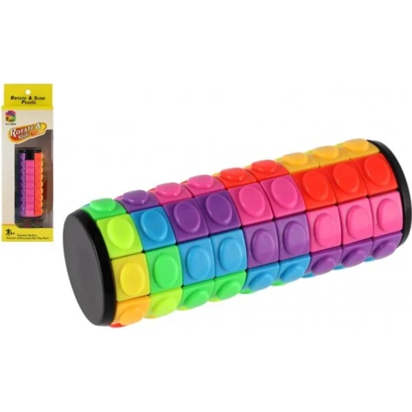 Casse-tête cylindre/tour en plastique coloré 11cm, 8x25x4,5cm