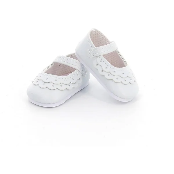 CHAUSSURES A BRIDE COLORIS BLANC AVEC DENTELLES POUR POUPEE