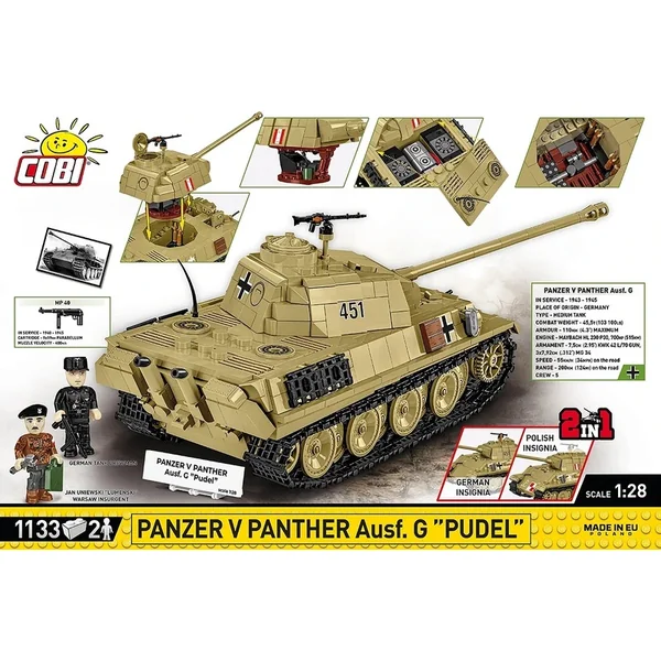 Cobi II WW Panzer V Panther Ausf. G "Pudel", 1:28, 1133 k, 2 f