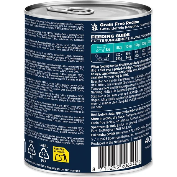 Conserve EUKANUBA Adult riche en truite avec patates douces 400 g