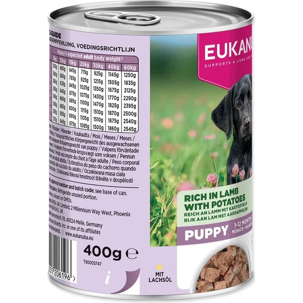 Conserve EUKANUBA Puppy riche en agneau avec pommes de terre 400 g
