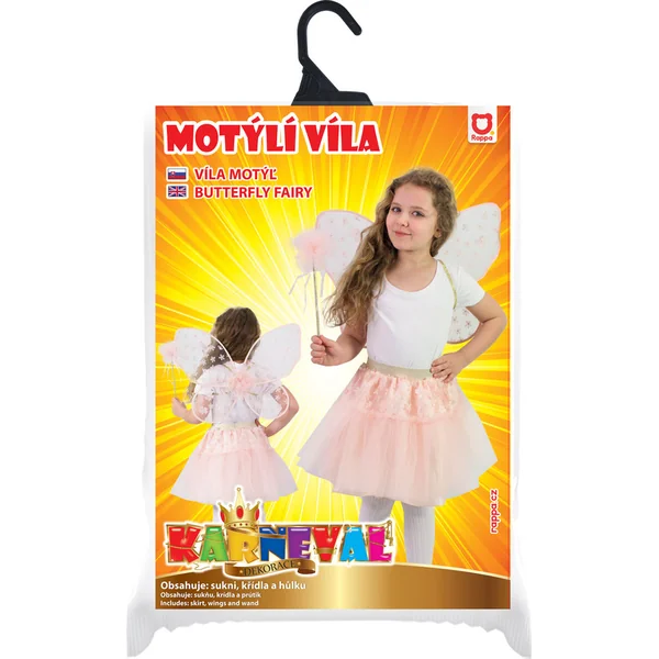 Costume enfant tutu jupe fée fleurie rose avec baguette et ailes