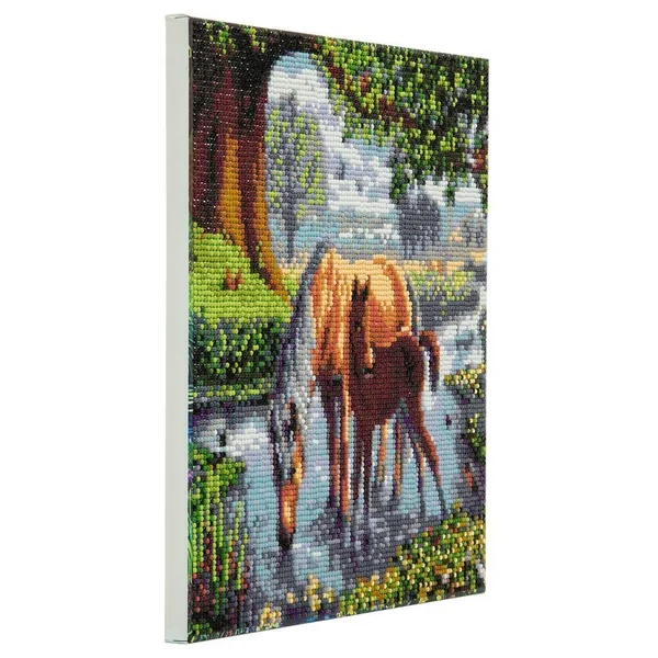 CRYSTAL ART KIT TABLEAU BRODERIE DIAMANT 30 X 30 CM CHEVAUX