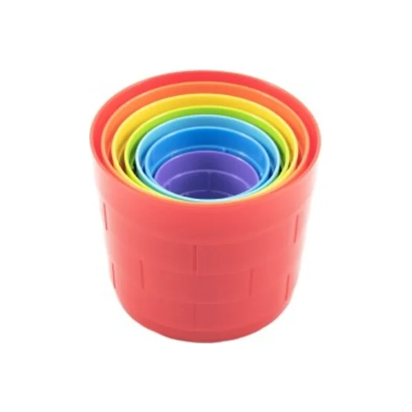 Cubes pyramide puzzle plastique rond coloré 7pcs dans un sac