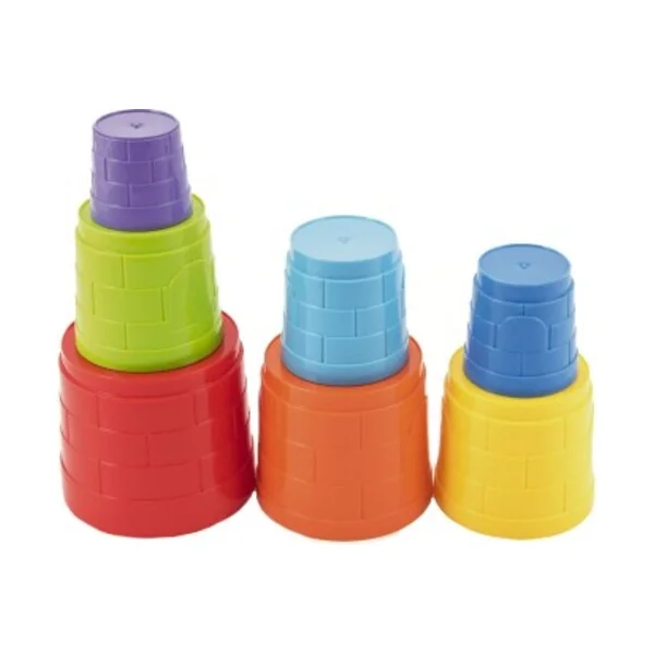 Cubes pyramide puzzle plastique rond coloré 7pcs dans un sac