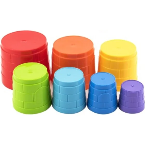 Cubes pyramide puzzle plastique rond coloré 7pcs dans un sac