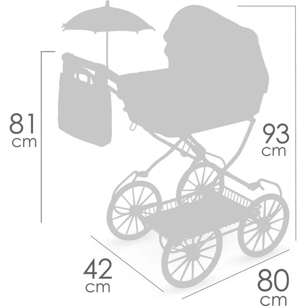 DeCuevas 81075 Poussette pliable pour poupées avec sac et accessoires Sophie 2025 - 81 cm