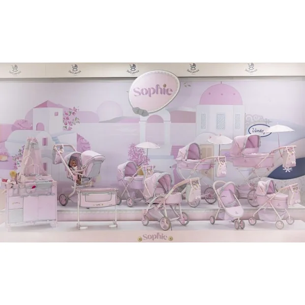 DeCuevas 81075 Poussette pliable pour poupées avec sac et accessoires Sophie 2025 - 81 cm