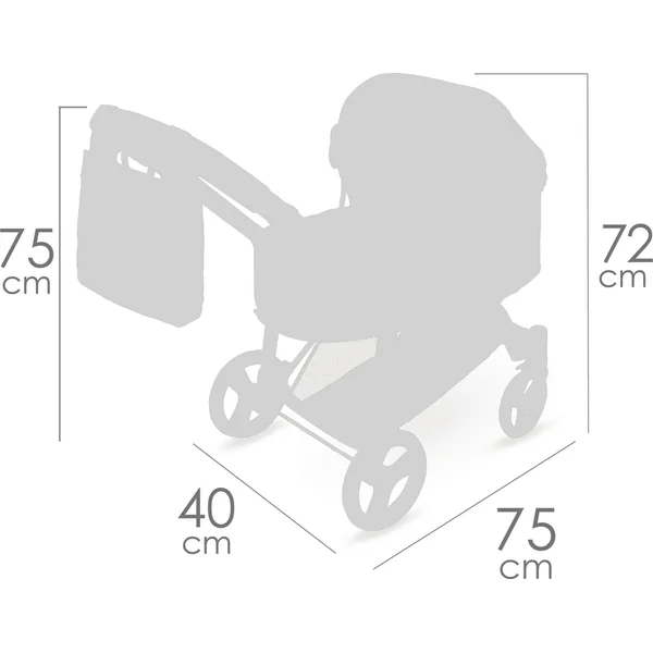 DeCuevas 81675 Poussette pliable pour poupées 3 en 1 avec sac de transport Sophie 2025 - 75 cm