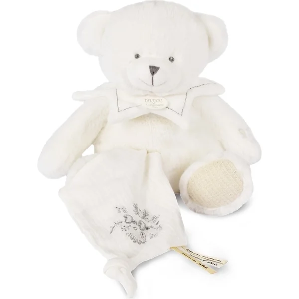 Doudou Coffret Cadeau Ours en Peluche avec Couverture 30 cm beige