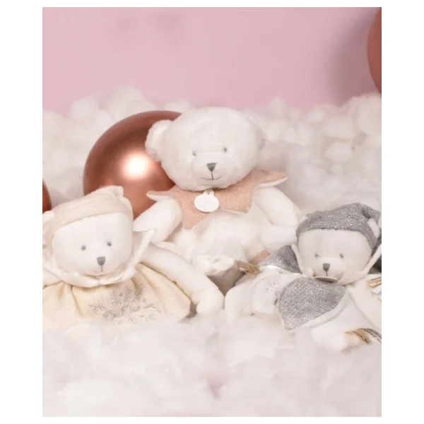 Doudou Coffret Cadeau Ours en Peluche avec Couverture 30 cm rose
