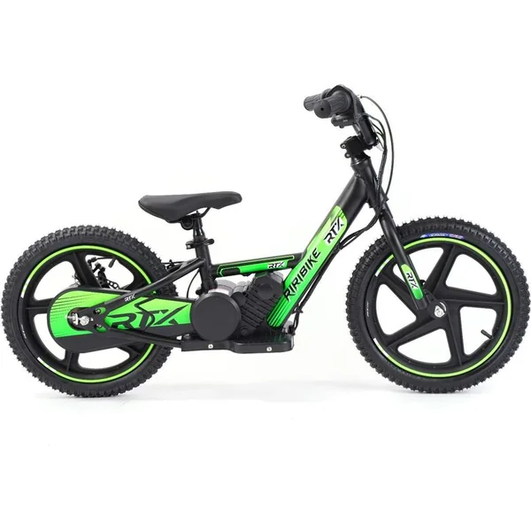 Draisienne électrique pour enfants RIRIBIKE RTX6 24V (16”), verte, Batterie au lithium, Moteur 250W