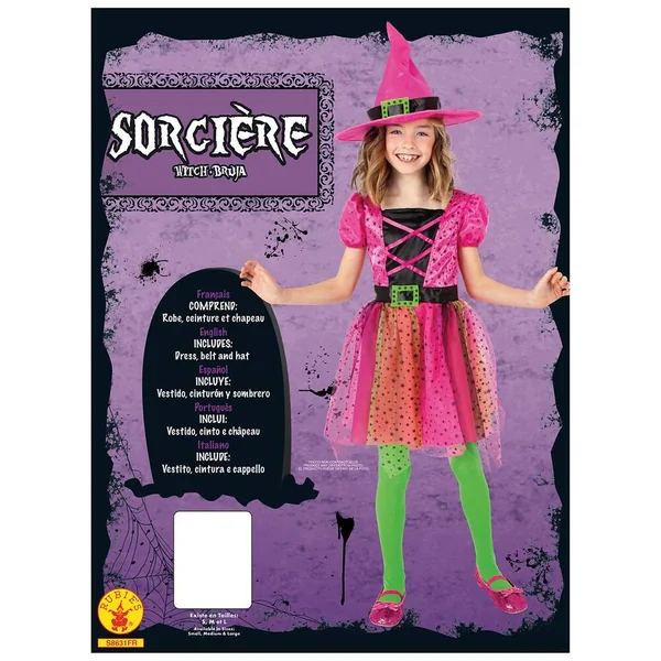DÉGUISEMENT SORCIÈRE SUPERSTAR ROSE - TAILLE M - 5-7 ANS