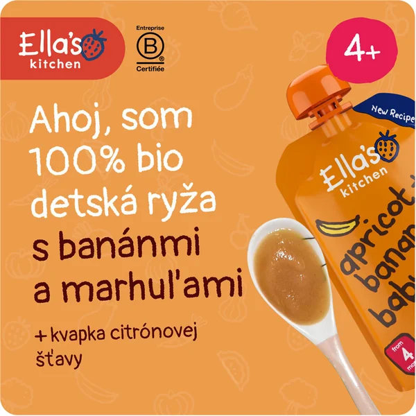 Ella's Kitchen BIO Riz pour enfants, banane et abricot (120 g)