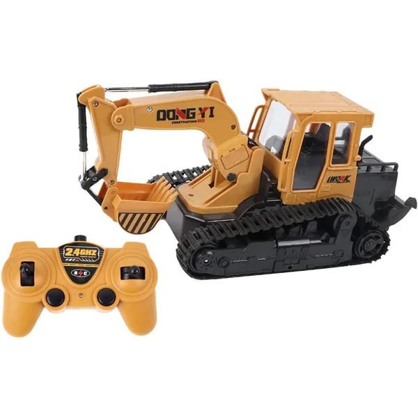 ENGINS DE CHANTIER - CAMION PELLETEUSE A CHENILLE - JAUNE - METAL - 1:24 - VEHICULE TELECOMMANDE - TRAVAUX