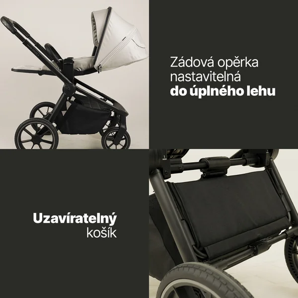 Ensemble poussette sportive Move Cross 5 + nacelle XL 5 + adaptateurs, Ivory Beige