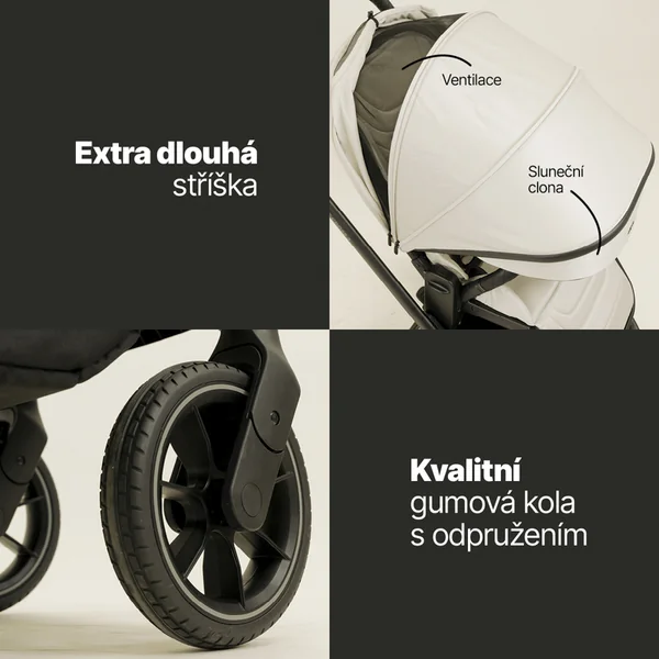Ensemble poussette sportive Move Cross 5 + nacelle XL 5 + adaptateurs, Ivory Beige