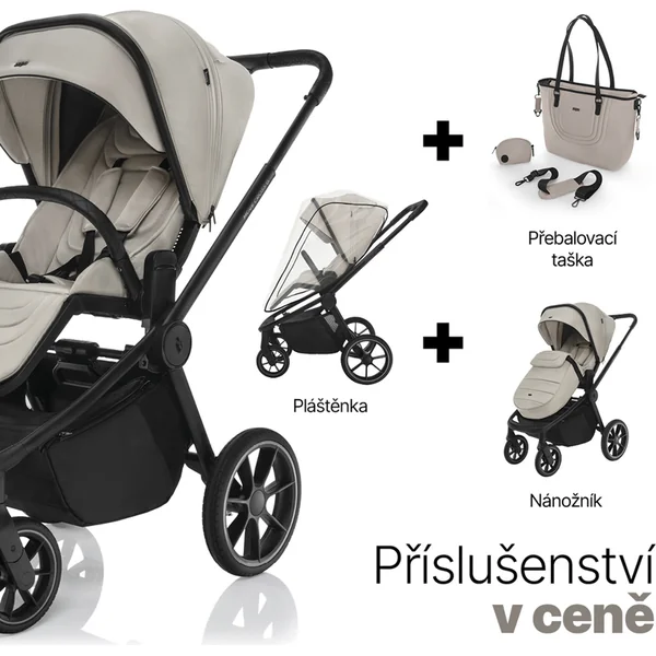 Ensemble poussette sportive Move Cross 5 + nacelle XL 5 + adaptateurs, Ivory Beige