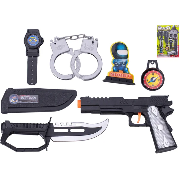 Ensemble SWAT - pistolet avec couteau et accessoires 6 pièces sur carte
