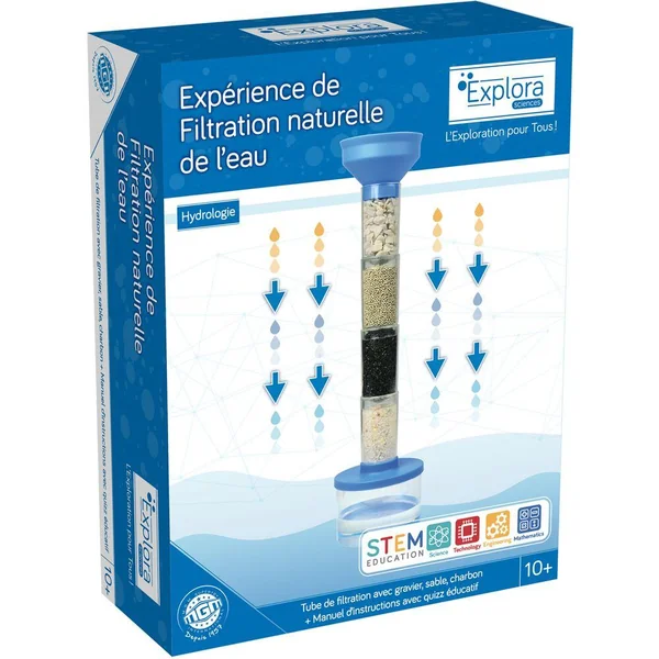 EXPERIENCE FILTRATION DE L'EAU EXPLORA SCIENCES 23.5 X 19 X 7 CM