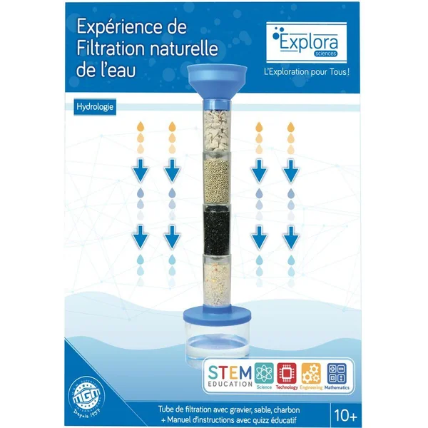 EXPERIENCE FILTRATION DE L'EAU EXPLORA SCIENCES 23.5 X 19 X 7 CM