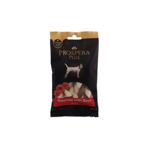 Friandise Prospera Plus Peau brute avec bâtonnet tressé au bœuf 4pcs 7,5cm
